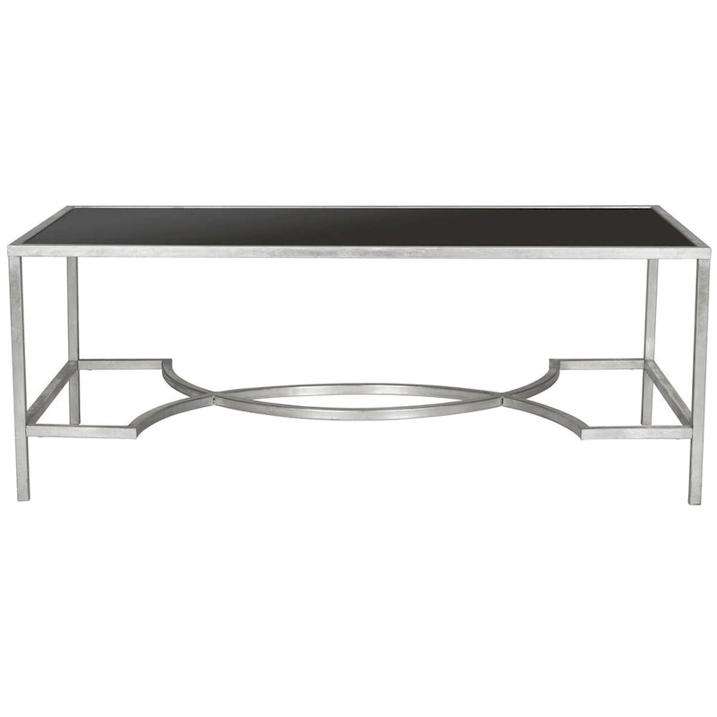 Table basse en fer et verre trempé or/argent avec entretoise incurvée - Usage unique