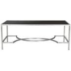 Table basse en fer et verre trempé or/argent avec entretoise incurvée - Usage unique
