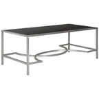 Table basse en fer et verre trempé or/argent avec entretoise incurvée - Usage unique