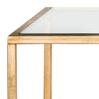 Table basse en fer et verre trempé or/argent avec entretoise incurvée - Usage unique