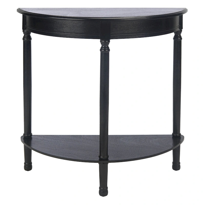 Console demi-lune traditionnelle grège/marron/noir avec pieds tournés - Utilisation unique