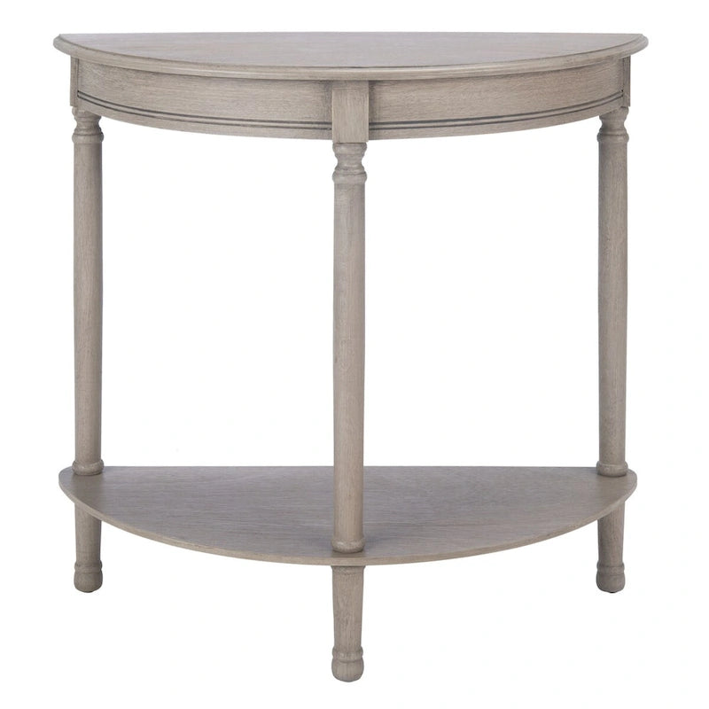 Console demi-lune traditionnelle grège/marron/noir avec pieds tournés - Utilisation unique