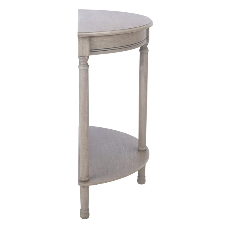 Console demi-lune traditionnelle grège/marron/noir avec pieds tournés - Utilisation unique