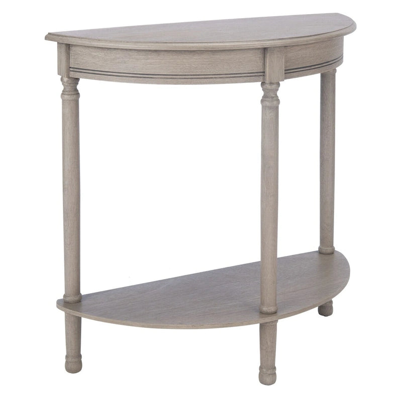 Console demi-lune traditionnelle grège/marron/noir avec pieds tournés - Utilisation unique