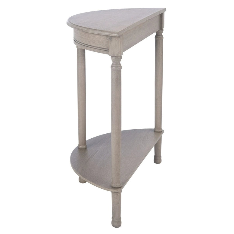 Console demi-lune traditionnelle grège/marron/noir avec pieds tournés - Utilisation unique