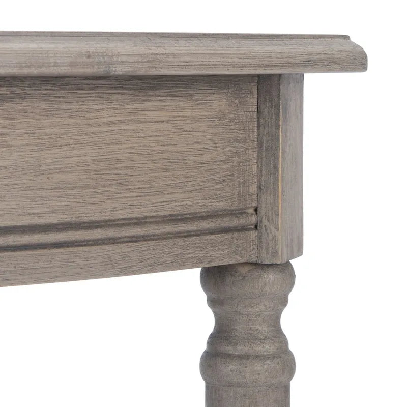 Console demi-lune traditionnelle grège/marron/noir avec pieds tournés - Utilisation unique