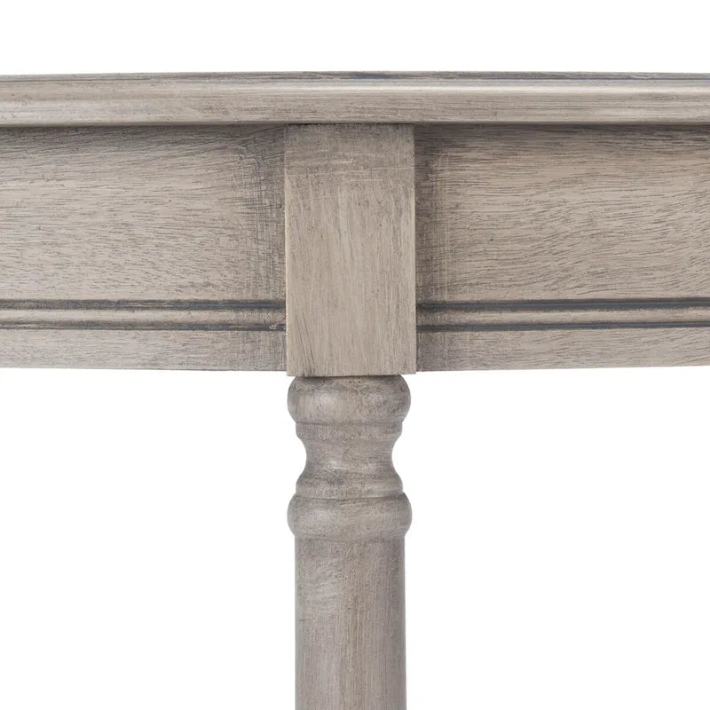 Console demi-lune traditionnelle grège/marron/noir avec pieds tournés - Utilisation unique