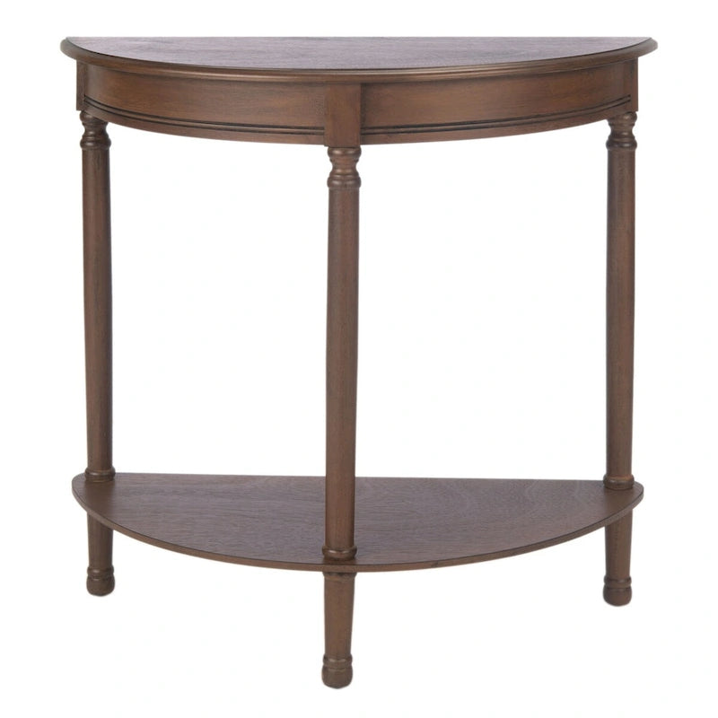 Console demi-lune traditionnelle grège/marron/noir avec pieds tournés - Utilisation unique