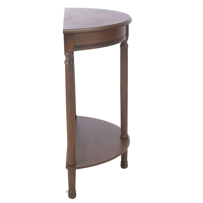 Console demi-lune traditionnelle grège/marron/noir avec pieds tournés - Utilisation unique