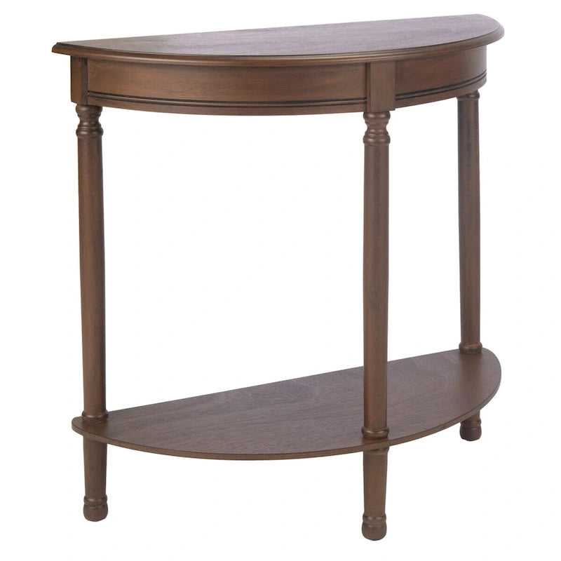 Console demi-lune traditionnelle grège/marron/noir avec pieds tournés - Utilisation unique