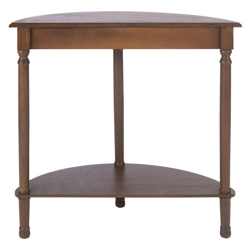 Console demi-lune traditionnelle grège/marron/noir avec pieds tournés - Utilisation unique