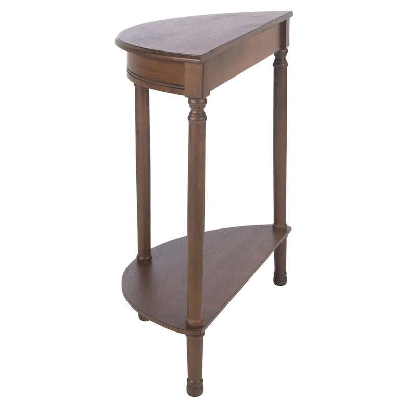 Console demi-lune traditionnelle grège/marron/noir avec pieds tournés - Utilisation unique