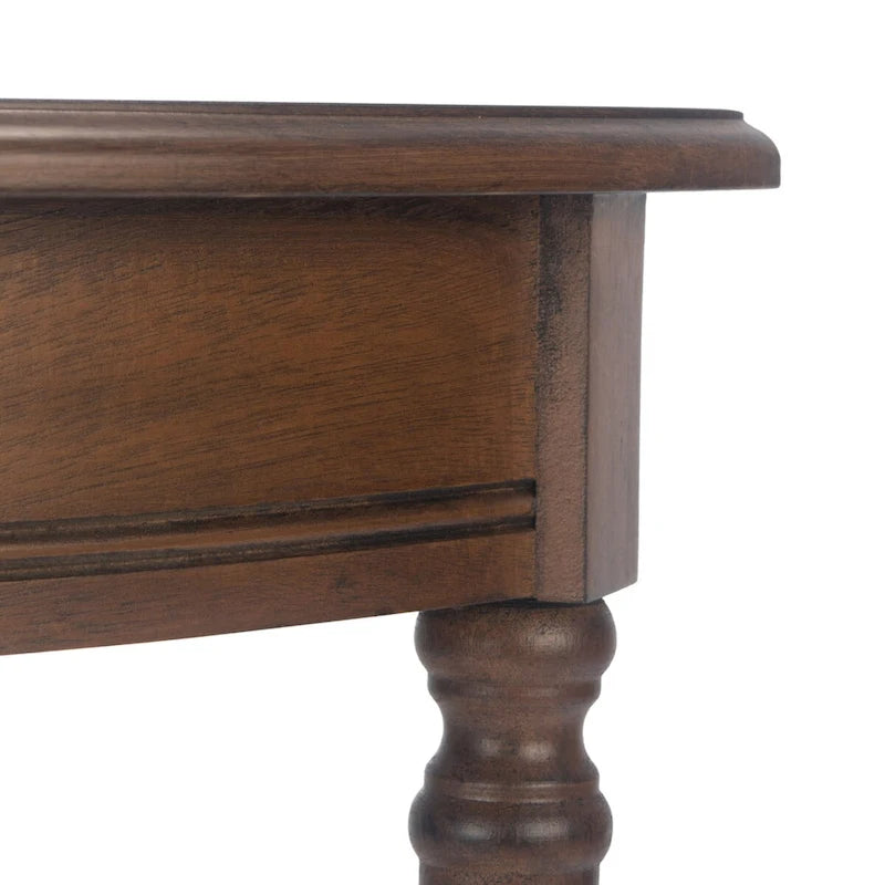 Console demi-lune traditionnelle grège/marron/noir avec pieds tournés - Utilisation unique