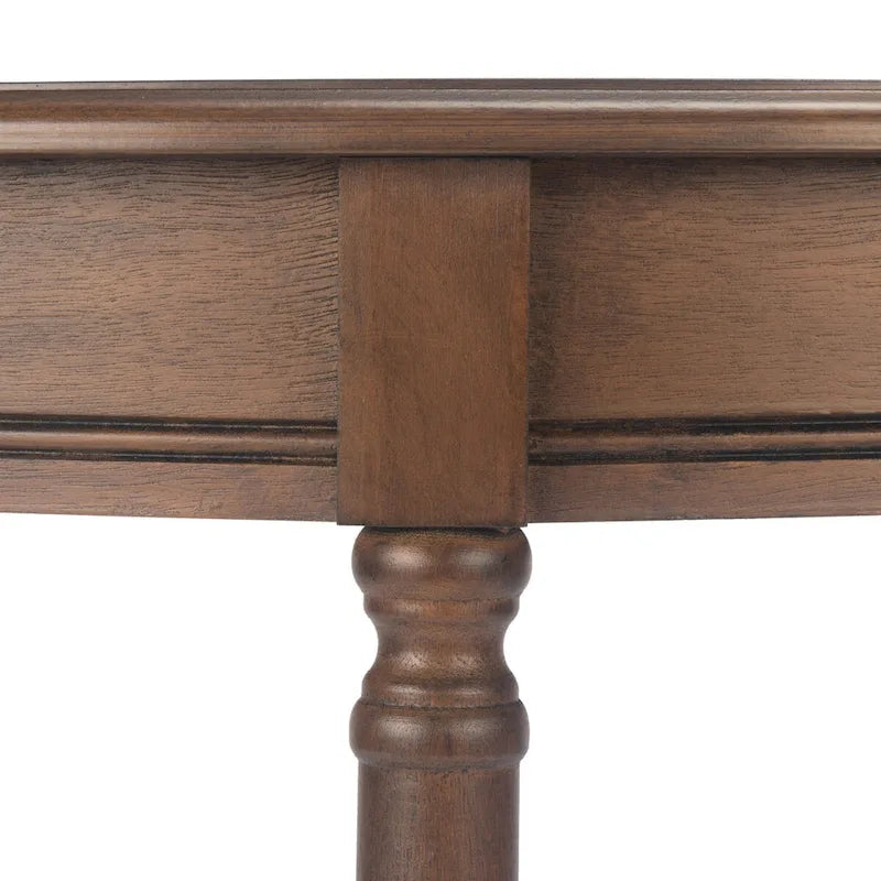 Console demi-lune traditionnelle grège/marron/noir avec pieds tournés - Utilisation unique