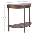 Console demi-lune traditionnelle grège/marron/noir avec pieds tournés - Utilisation unique