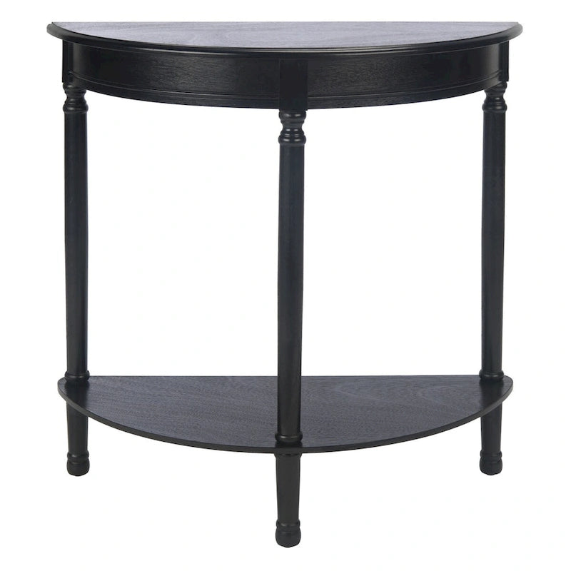 Console demi-lune traditionnelle grège/marron/noir avec pieds tournés - Utilisation unique