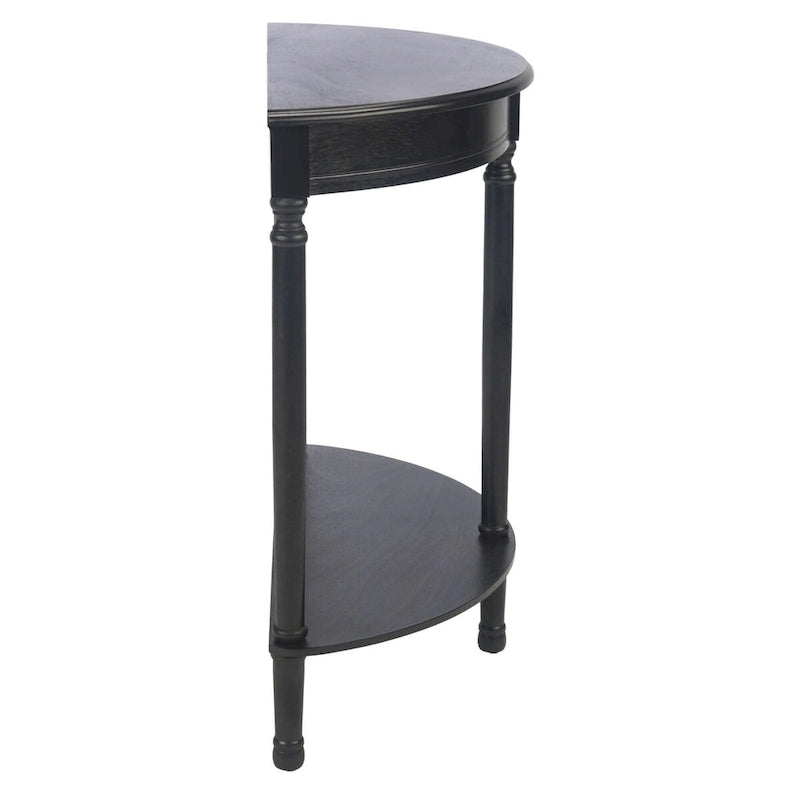 Console demi-lune traditionnelle grège/marron/noir avec pieds tournés - Utilisation unique