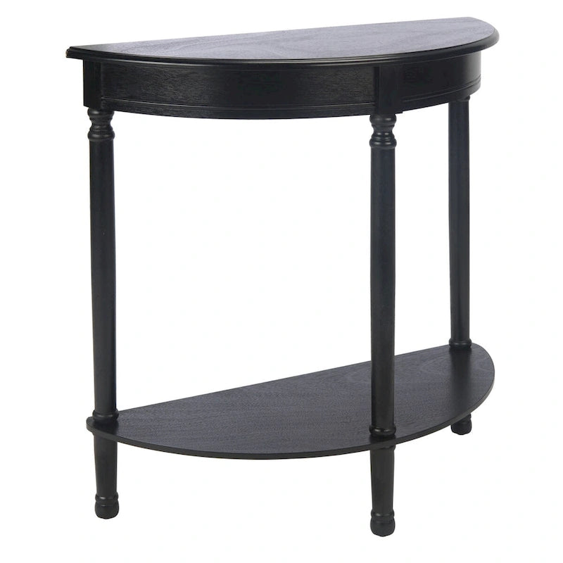 Console demi-lune traditionnelle grège/marron/noir avec pieds tournés - Utilisation unique