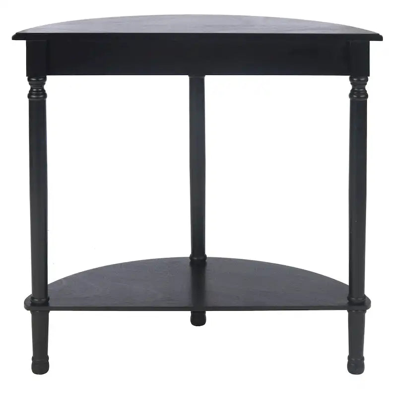 Console demi-lune traditionnelle grège/marron/noir avec pieds tournés - Utilisation unique