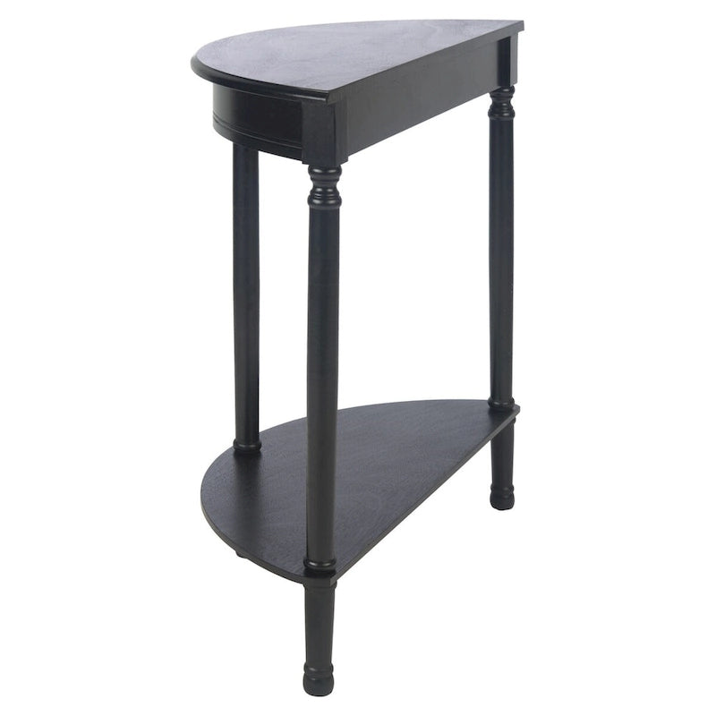 Console demi-lune traditionnelle grège/marron/noir avec pieds tournés - Utilisation unique