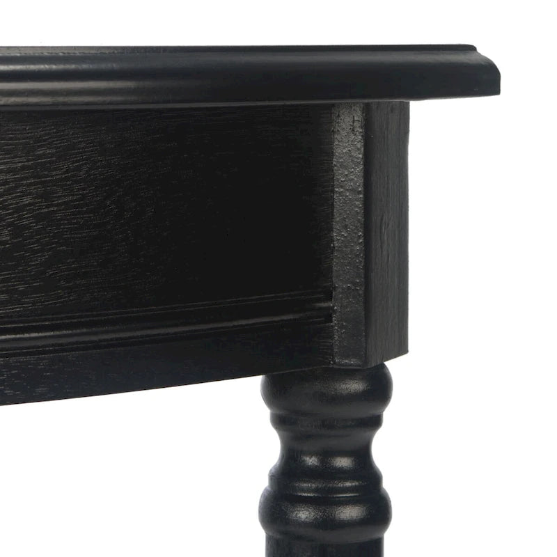 Console demi-lune traditionnelle grège/marron/noir avec pieds tournés - Utilisation unique