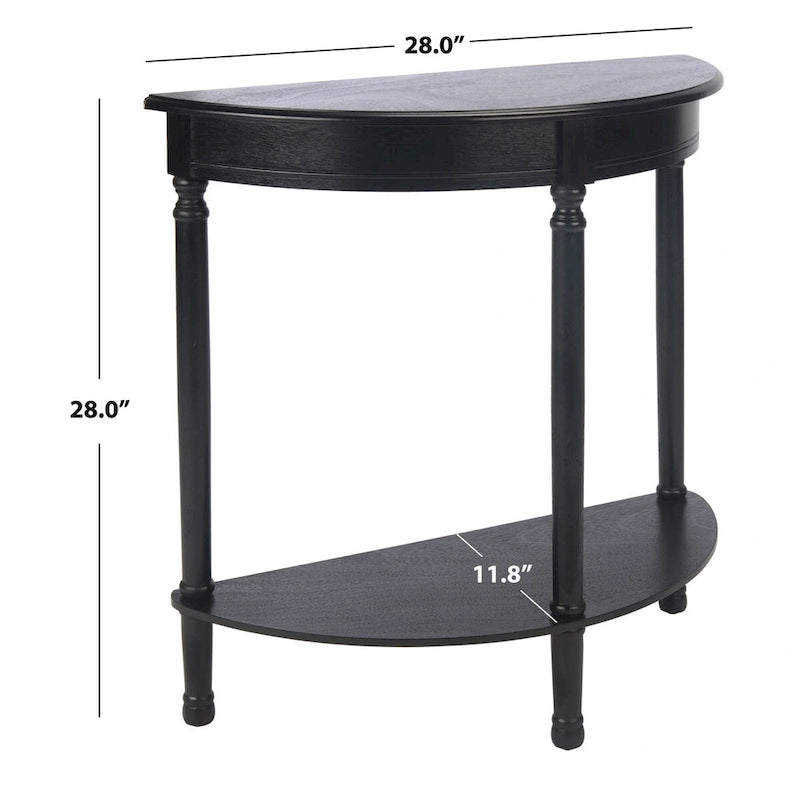 Console demi-lune traditionnelle grège/marron/noir avec pieds tournés - Utilisation unique