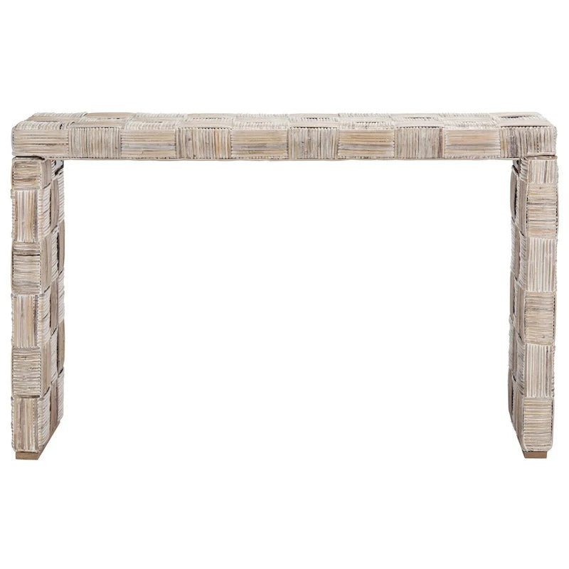 Table console croisée en rotin naturel noir/blanc/miel - Usage unique