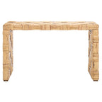 Table console croisée en rotin naturel noir/blanc/miel - Usage unique