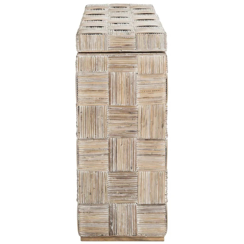 Table console croisée en rotin naturel noir/blanc/miel - Usage unique
