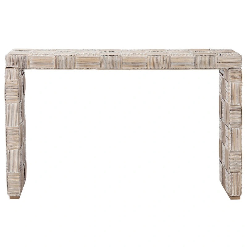 Table console croisée en rotin naturel noir/blanc/miel - Usage unique