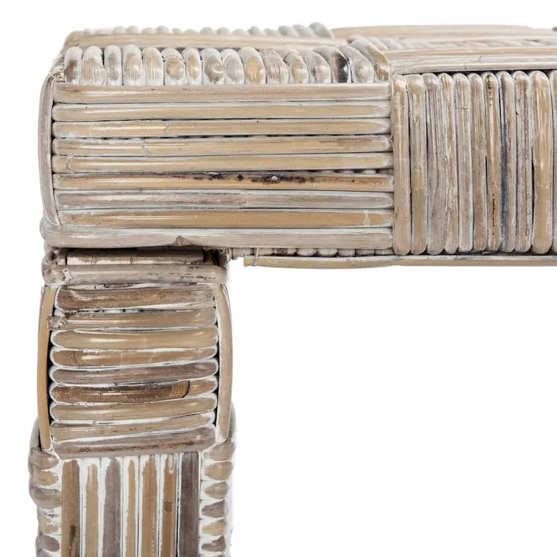 Table console croisée en rotin naturel noir/blanc/miel - Usage unique