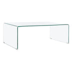 Table basse minimaliste moderne en verre trempé transparent - Usage unique
