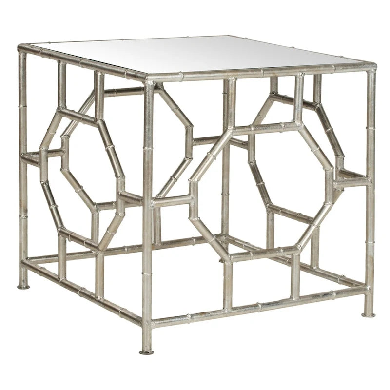 Table d'appoint miroir argenté avec plateau - Usage unique