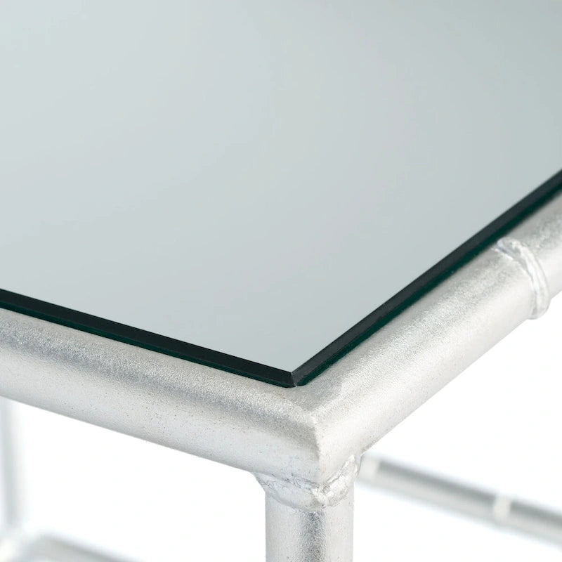 Table d'appoint miroir argenté avec plateau - Usage unique