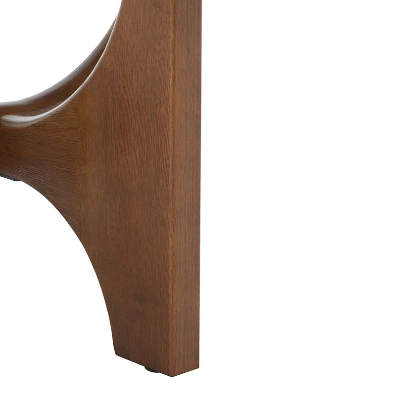 Table d'appoint en bois de style Mid-Century en chêne moyen / délavé blanc / noir avec piètement tréteau - Utilisation unique