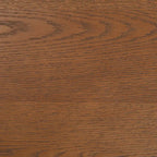 Table d'appoint en bois de style Mid-Century en chêne moyen / délavé blanc / noir avec piètement tréteau - Utilisation unique