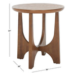 Table d'appoint en bois de style Mid-Century en chêne moyen / délavé blanc / noir avec piètement tréteau - Utilisation unique