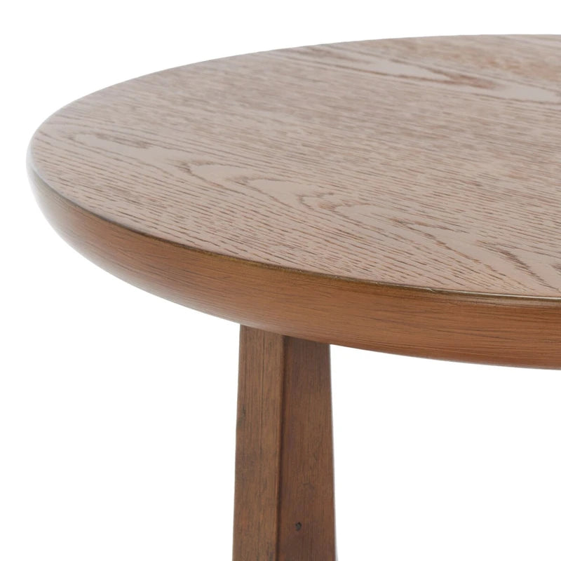 Table d'appoint en bois de style Mid-Century en chêne moyen / délavé blanc / noir avec piètement tréteau - Utilisation unique