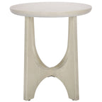 Table d'appoint en bois de style Mid-Century en chêne moyen / délavé blanc / noir avec piètement tréteau - Utilisation unique