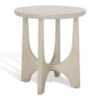 Table d'appoint en bois de style Mid-Century en chêne moyen / délavé blanc / noir avec piètement tréteau - Utilisation unique