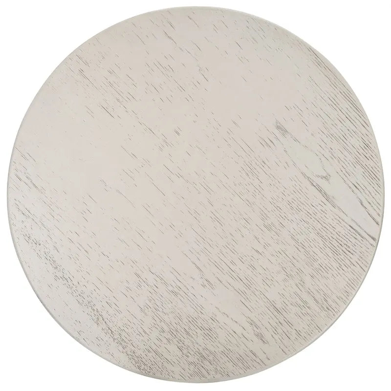 Table d'appoint en bois de style Mid-Century en chêne moyen / délavé blanc / noir avec piètement tréteau - Utilisation unique