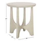 Table d'appoint en bois de style Mid-Century en chêne moyen / délavé blanc / noir avec piètement tréteau - Utilisation unique