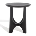 Table d'appoint en bois de style Mid-Century en chêne moyen / délavé blanc / noir avec piètement tréteau - Utilisation unique