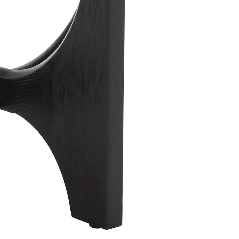 Table d'appoint en bois de style Mid-Century en chêne moyen / délavé blanc / noir avec piètement tréteau - Utilisation unique