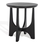 Table d'appoint en bois de style Mid-Century en chêne moyen / délavé blanc / noir avec piètement tréteau - Utilisation unique
