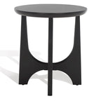 Table d'appoint en bois de style Mid-Century en chêne moyen / délavé blanc / noir avec piètement tréteau - Utilisation unique