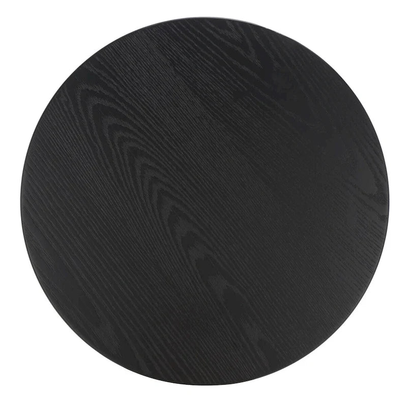 Table d'appoint en bois de style Mid-Century en chêne moyen / délavé blanc / noir avec piètement tréteau - Utilisation unique