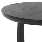 Table d'appoint en bois de style Mid-Century en chêne moyen / délavé blanc / noir avec piètement tréteau - Utilisation unique