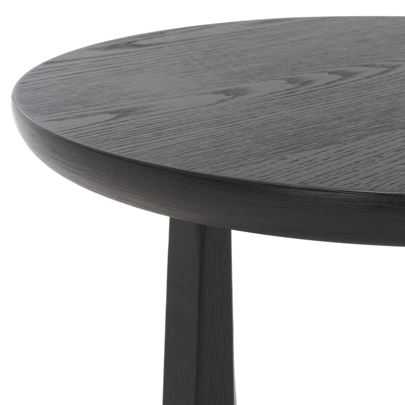 Table d'appoint en bois de style Mid-Century en chêne moyen / délavé blanc / noir avec piètement tréteau - Utilisation unique