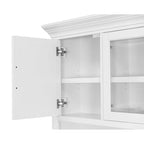 Vaisselier en bois blanc de style Shaker avec portes à cadre, panneaux à rainures et languettes et quincaillerie noire - Finition bois